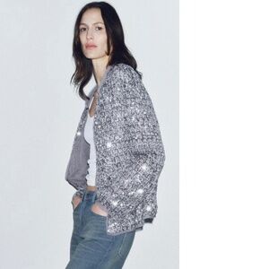 Zara ZW COLLECTION TEXTURED SEQUIN JACKET